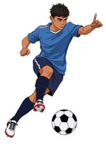 Illustrated footballer striking a ball
